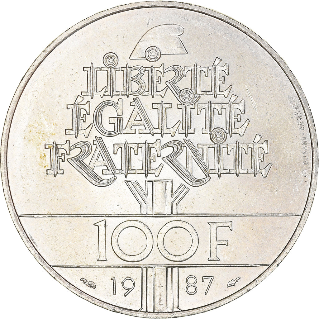 Coin, France, Lafayette, 100 Francs, 1987, AU(55-58), Silver, KM:962