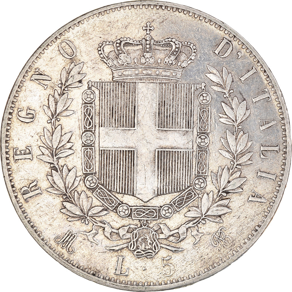 Münze, Italien, Vittorio Emanuele II, 5 Lire, 1874, Milan, SS, Silber, KM:8.3