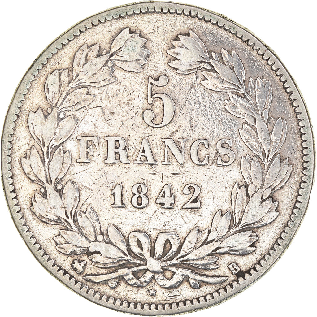 Monnaie, France, Louis-Philippe, 5 Francs, 1842, Rouen, TB, Argent, Gadoury:678