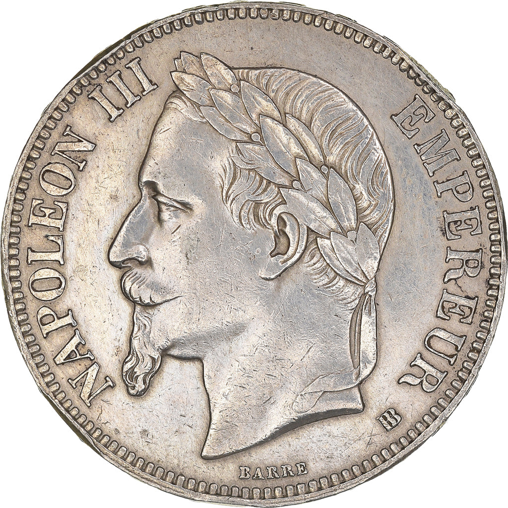 Coin, France, Napoleon III, 5 Francs, 1868, Strasbourg, EF(40-45), Silver