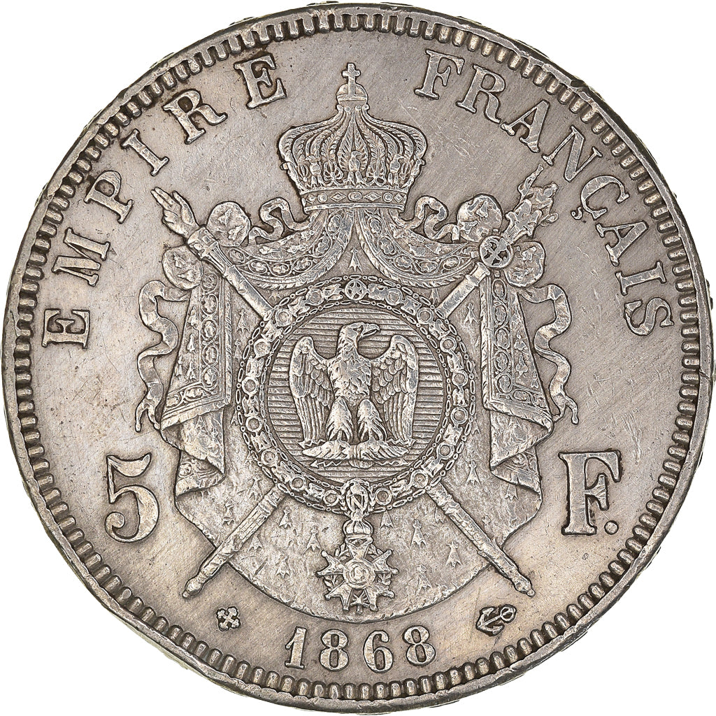 Coin, France, Napoleon III, 5 Francs, 1868, Strasbourg, EF(40-45), Silver