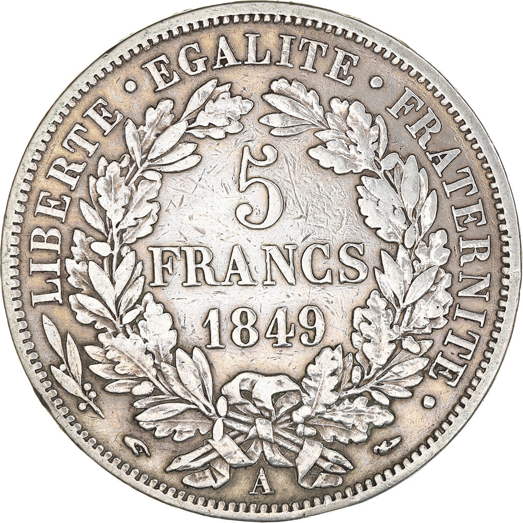 Munten, Frankrijk, Cérès, 5 Francs, 1849, Paris, ZF, Zilver, KM:761.1