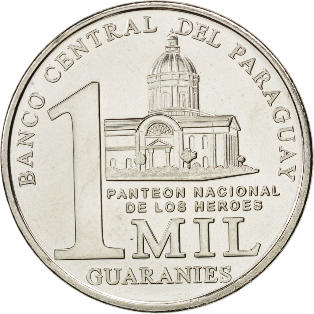 PARAGUAY, MIL (1000) Guaranies, 2008, Kremnica, KM #198, MS(63), Nickel-Steel,..