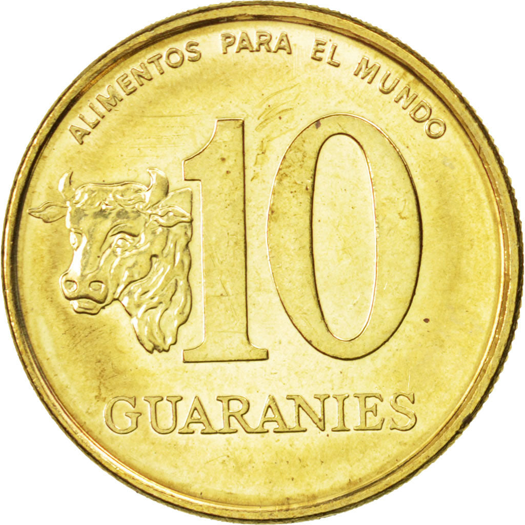 Coin, Paraguay, 10 Guaranies, 1996, MS(63), Brass plated steel, KM:178a