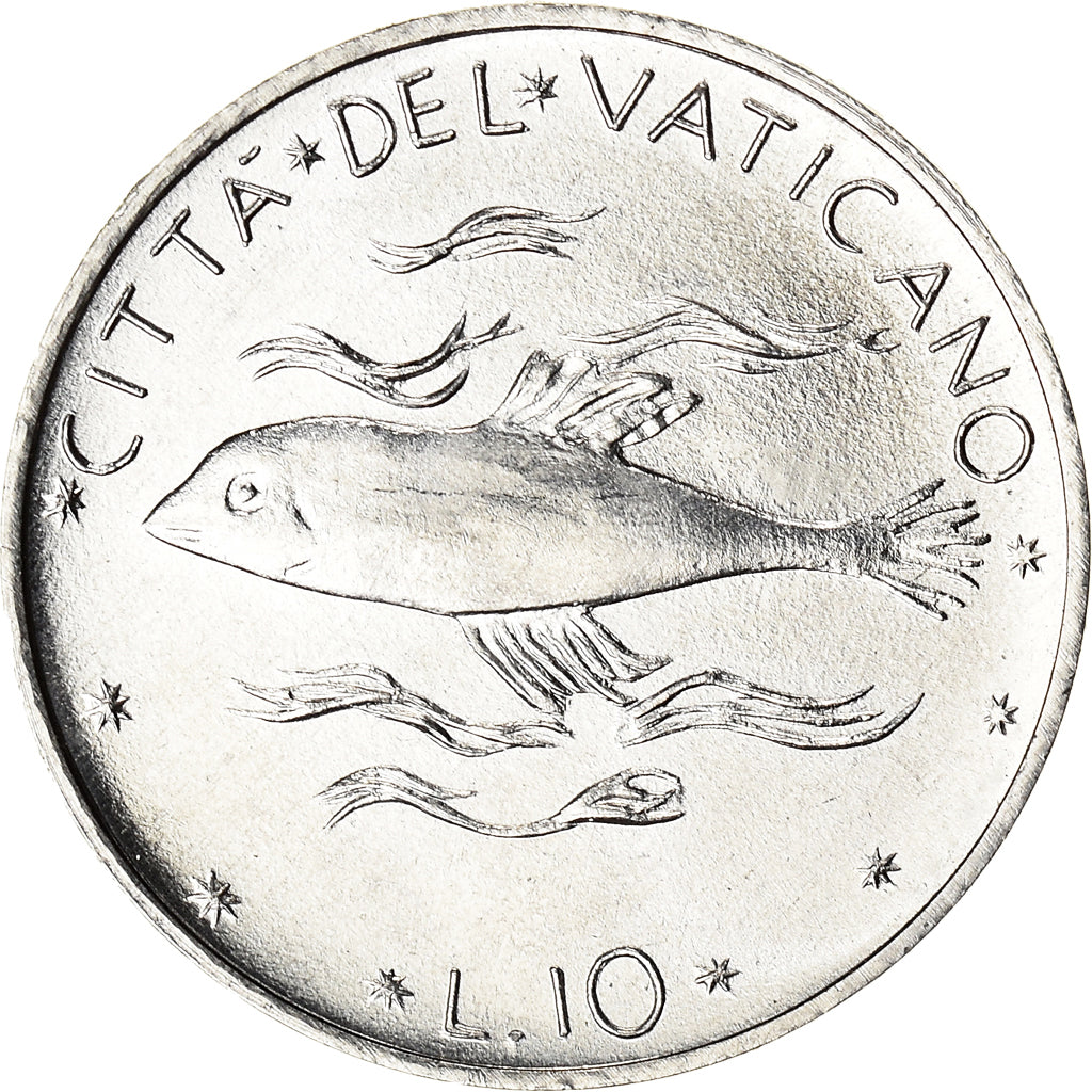 Moneda, CIUDAD DEL VATICANO, Paul VI, 10 Lire, 1971, EBC, Aluminio, KM:119