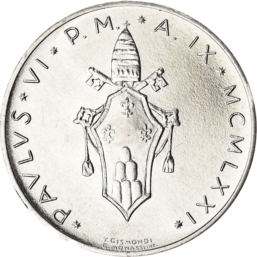 Moneda, CIUDAD DEL VATICANO, Paul VI, 10 Lire, 1971, EBC, Aluminio, KM:119