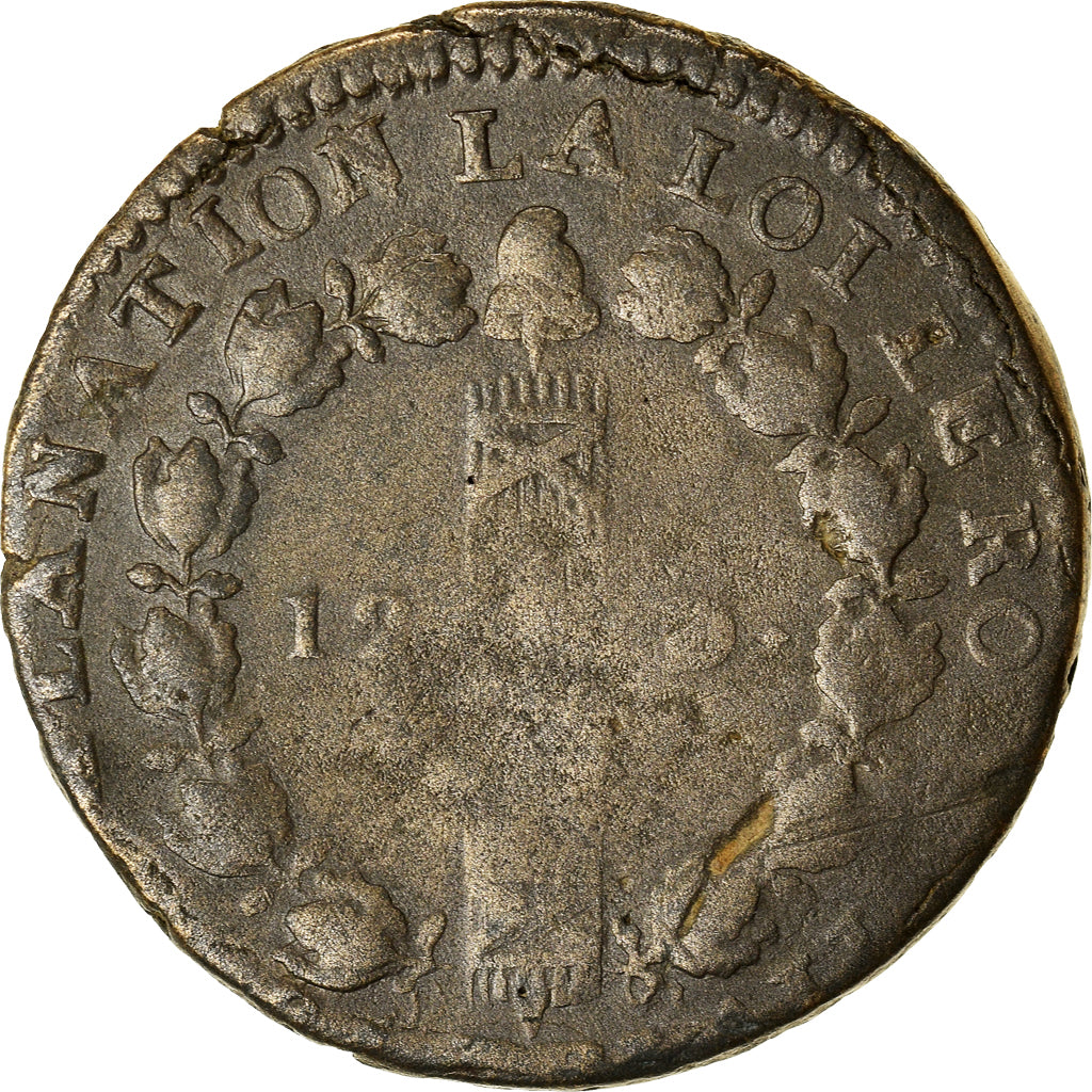 Moneta, Francja, Louis XVI, 12 Deniers, 1792, Lille, F(12-15), Métal de cloche