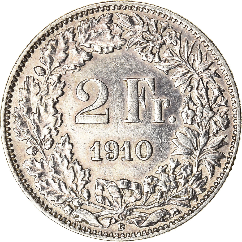 Coin, Switzerland, 2 Francs, 1910, Bern, AU(55-58), Silver, KM:21