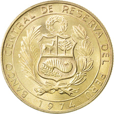 PERU, 10 Soles, 1974, KM #258, MS(63), Copper-Nickel, 30.94, 11.70