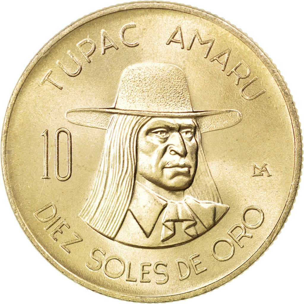 PERU, 10 Soles, 1974, KM #258, MS(63), Copper-Nickel, 30.94, 11.70