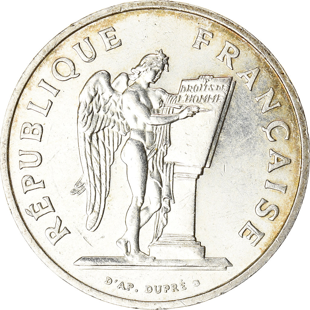 Moneta, Francia, Droits de l'Homme, 100 Francs, 1989, BB+, Argento, KM:970