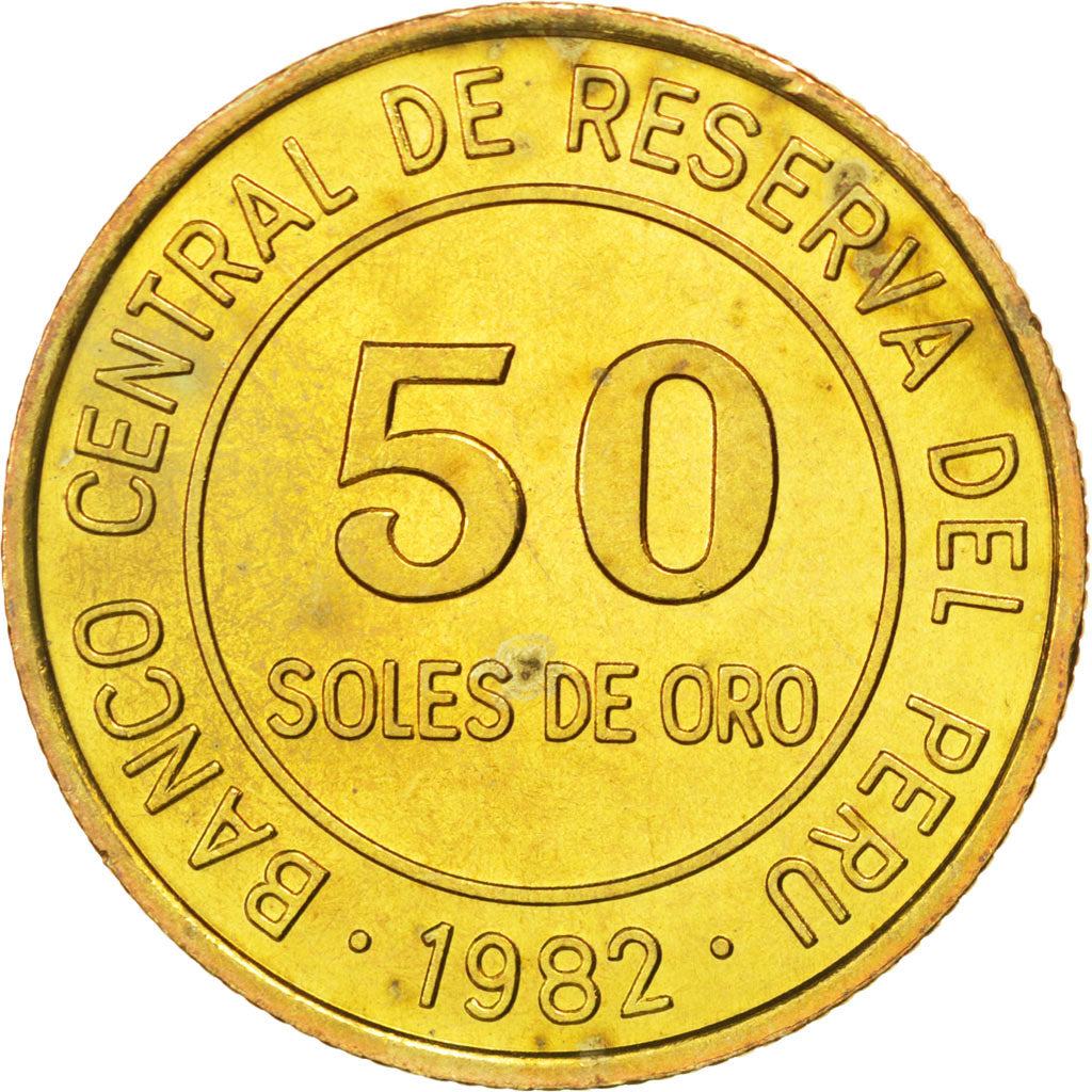 PERU, 50 Soles, 1982, Lima, KM #273, MS(63), Aluminum-Bronze, 8.98