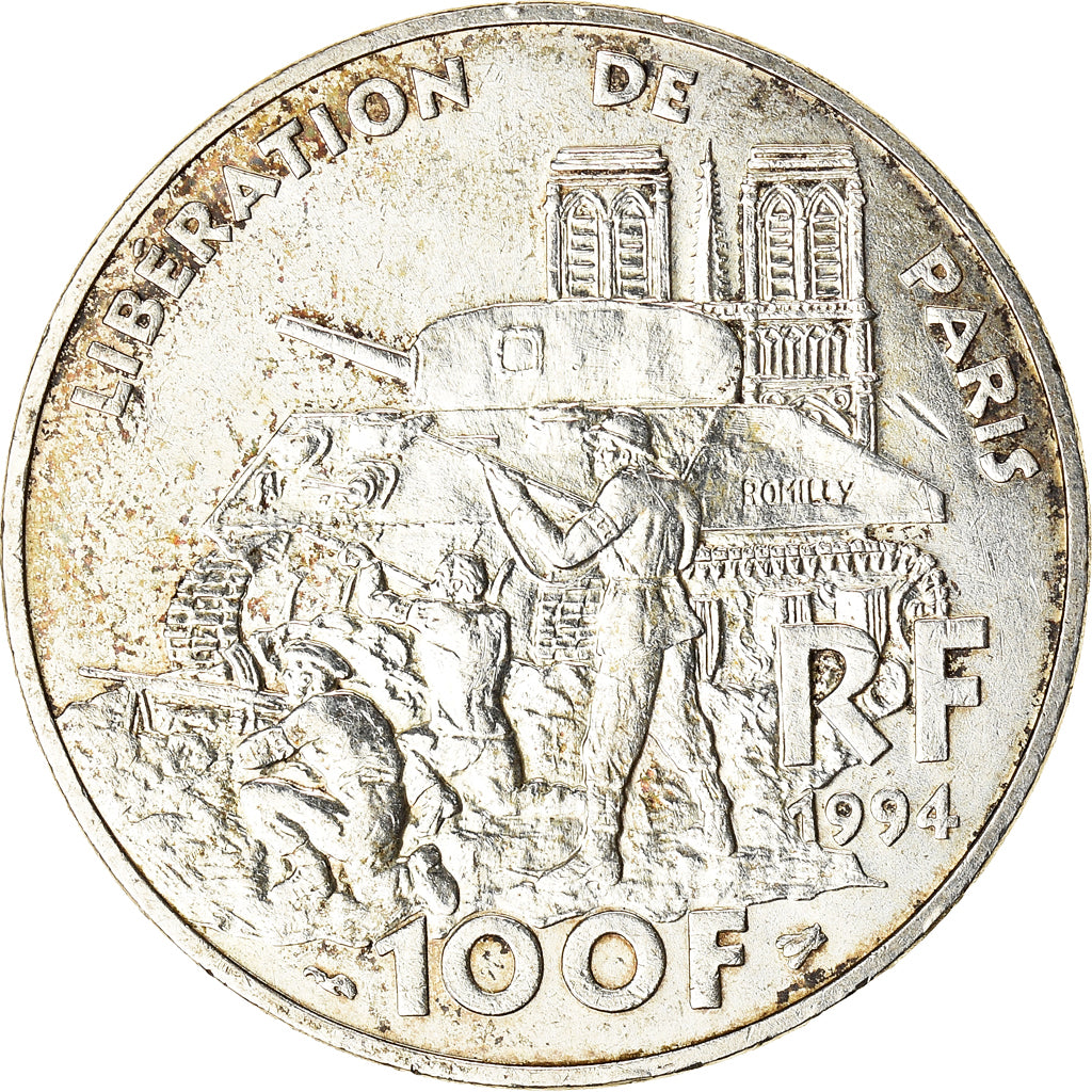 Munten, Frankrijk, Libération de Paris, 100 Francs, 1994, PR, Zilver