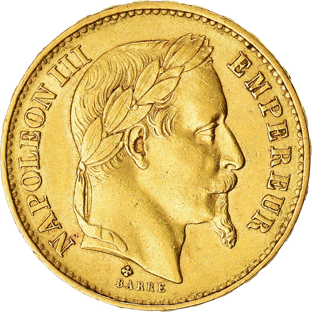 Moneta, Francia, Napoleon III, 20 Francs, 1869, Strasbourg, BB+, Oro, KM:801.2