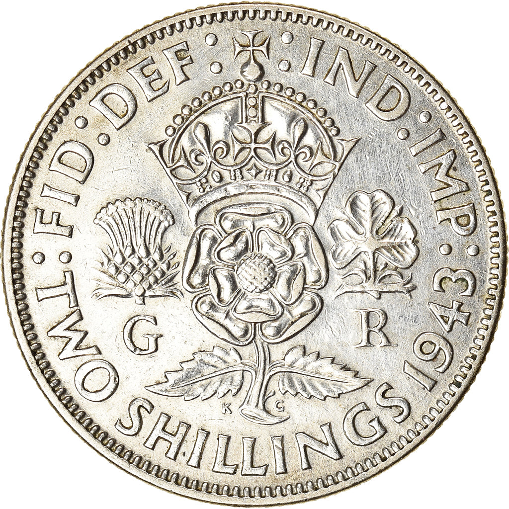 Coin, Great Britain, George VI, Florin, Two Shillings, 1943, AU(50-53), Silver