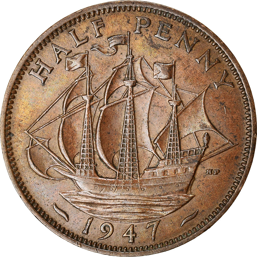 Monnaie, Grande-Bretagne, George VI, 1/2 Penny, 1947, TTB+, Bronze, KM:844