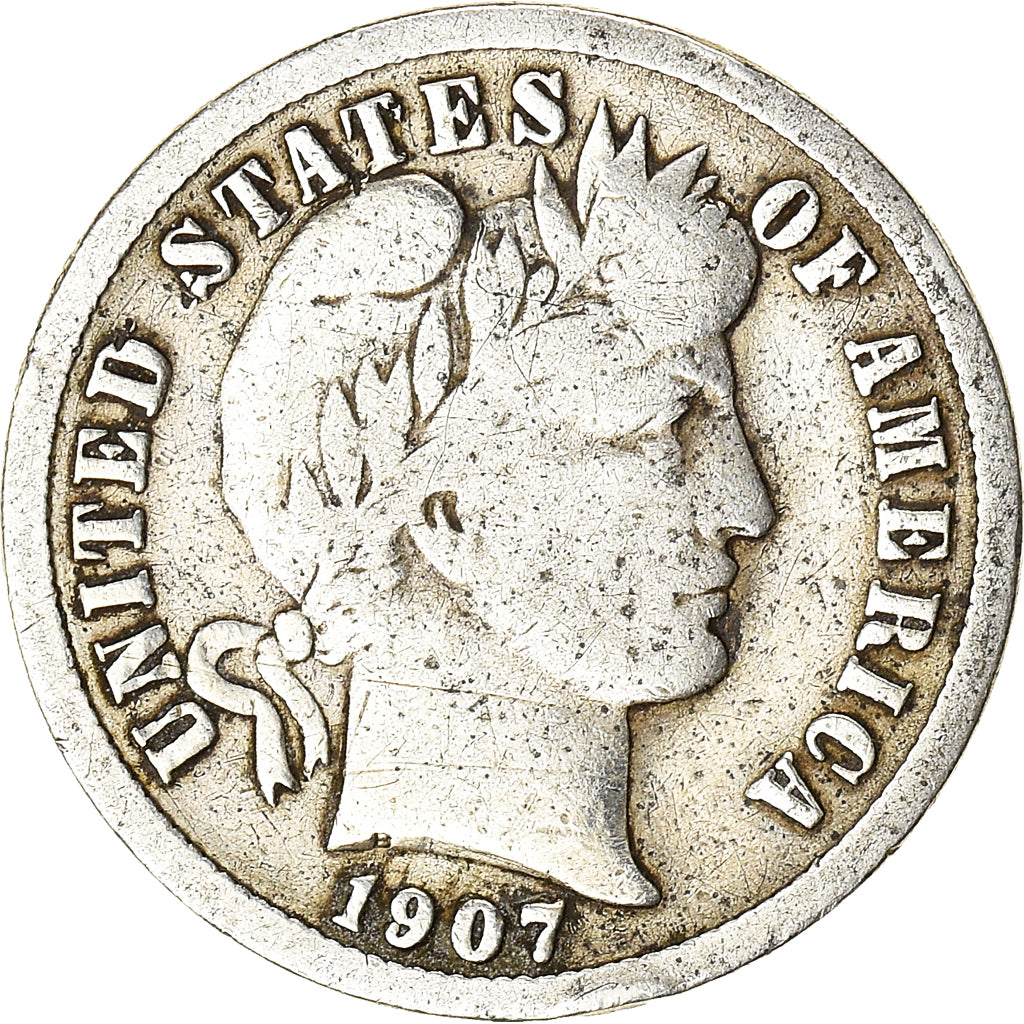 Coin, United States, Barber Dime, 1907, Philadelphia, VF(30-35), Silver