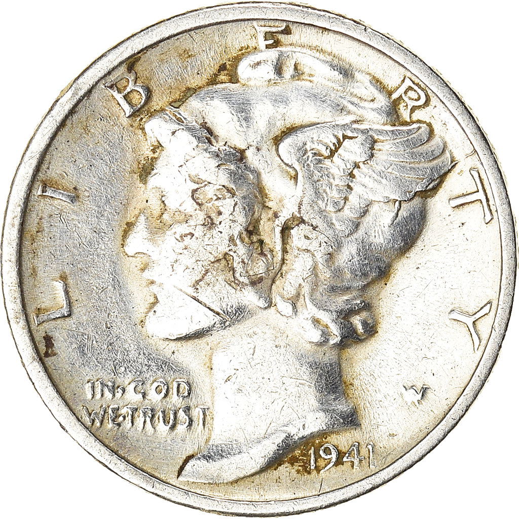 Coin, United States, Mercury Dime, 1941, Philadelphia, AU(50-53), Silver