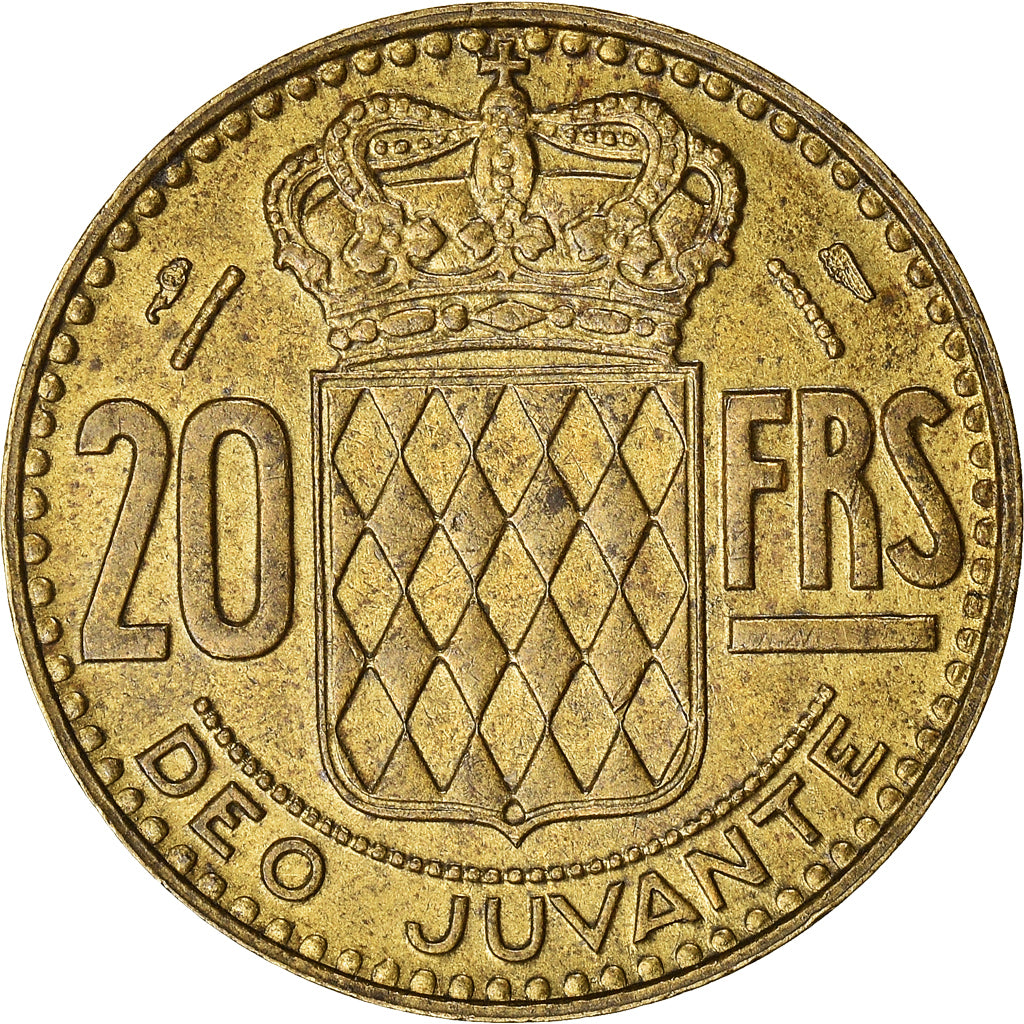 Monnaie, Monaco, Rainier III, 20 Francs, Vingt, 1950, TTB+, Bronze-Aluminium