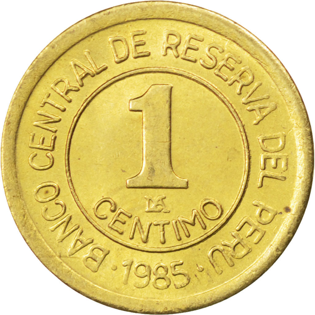 PERU, Centimo, 1985, Lima, KM #291, MS(63), Brass, 15, 1.47