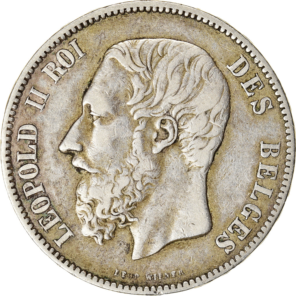 Moeda, Bélgica, Leopold II, 5 Francs, 5 Frank, 1873, EF(40-45), Prata, KM:24