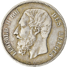 Moeda, Bélgica, Leopold II, 5 Francs, 5 Frank, 1873, EF(40-45), Prata, KM:24