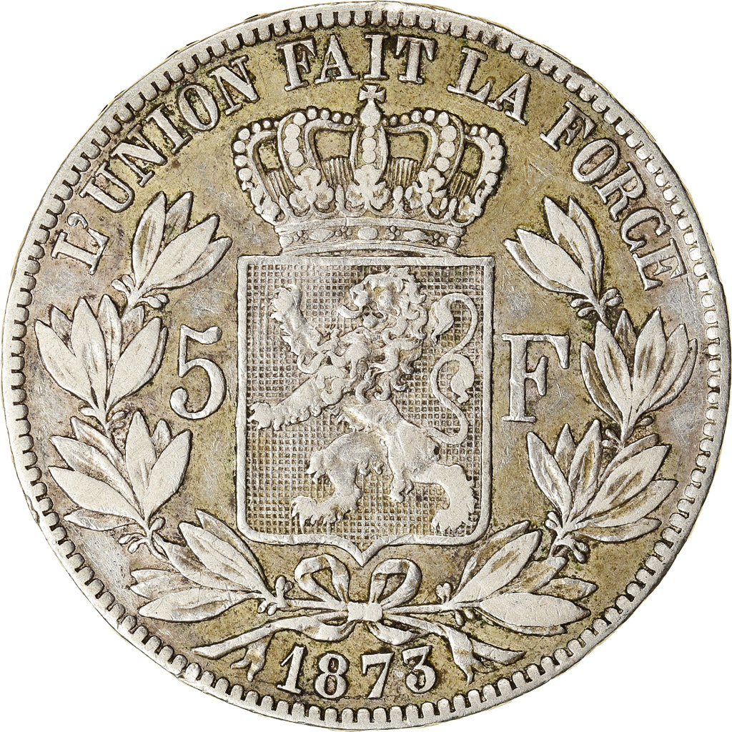 Moeda, Bélgica, Leopold II, 5 Francs, 5 Frank, 1873, EF(40-45), Prata, KM:24