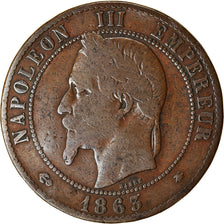 Münze, Frankreich, Napoleon III, 10 Centimes, 1863, Paris, S, Bronze, KM:798.1