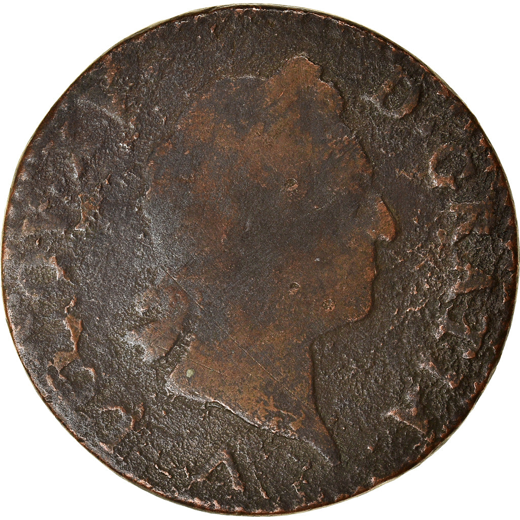 Coin, France, Louis XV, Sol à la vieille tête, 1774, Lille, F(12-15), Copper