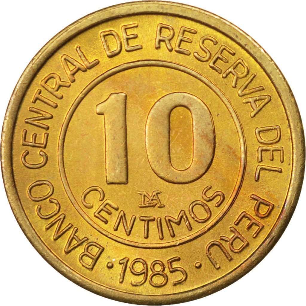 Munten, Peru, 10 Centimos, 1985, UNC-, Tin, KM:293