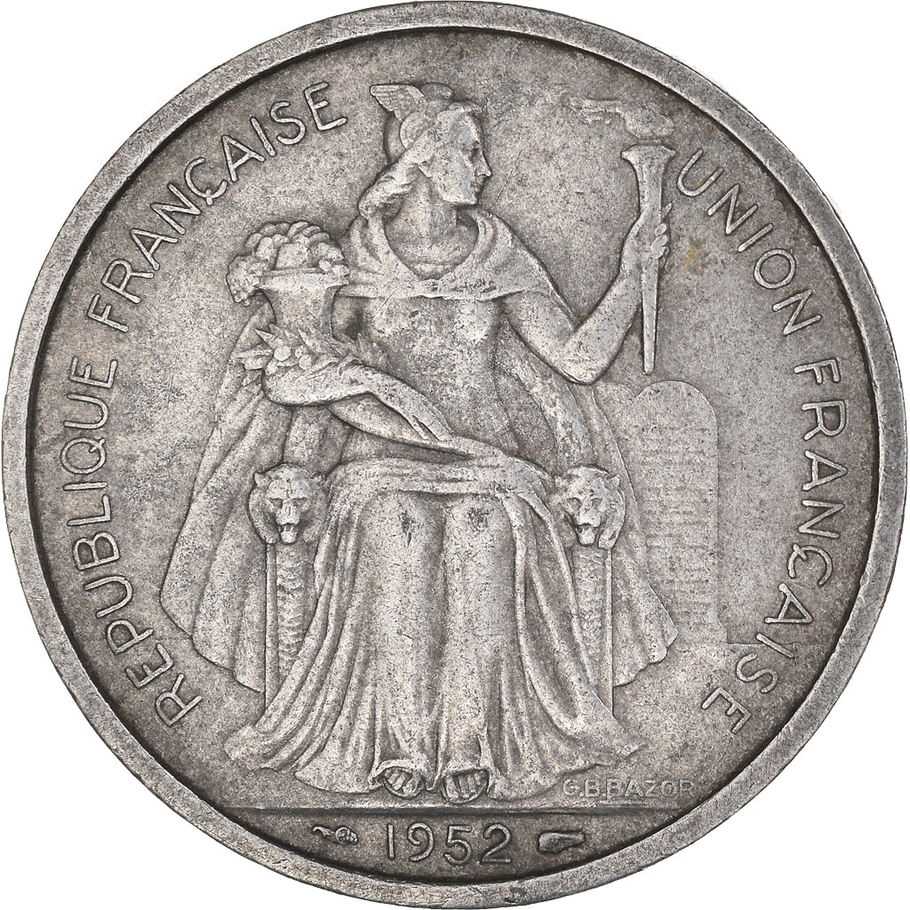 Monnaie, Polynésie française, 5 Francs, 1952, TTB, Aluminium, KM:4