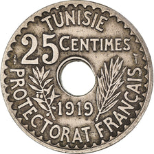 Coin, Tunisia, Muhammad al-Nasir Bey, 25 Centimes, 1919, Paris, EF(40-45)