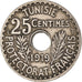 Coin, Tunisia, Muhammad al-Nasir Bey, 25 Centimes, 1919, Paris, EF(40-45)