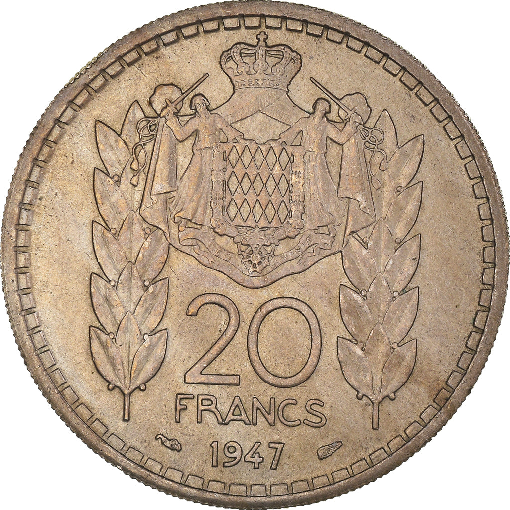 Münze, Monaco, Louis II, 20 Francs, Vingt, 1947, SS+, Kupfer-Nickel, KM:124