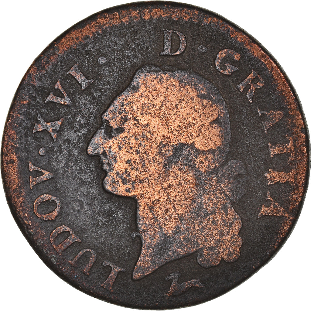 Moneta, Francja, Louis XVI, Sol, 1785, Orléans, F(12-15), Miedź, KM:578.14