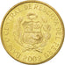 Moneta, Peru, Centimo, 2002, MS(63), Mosiądz, KM:303.4