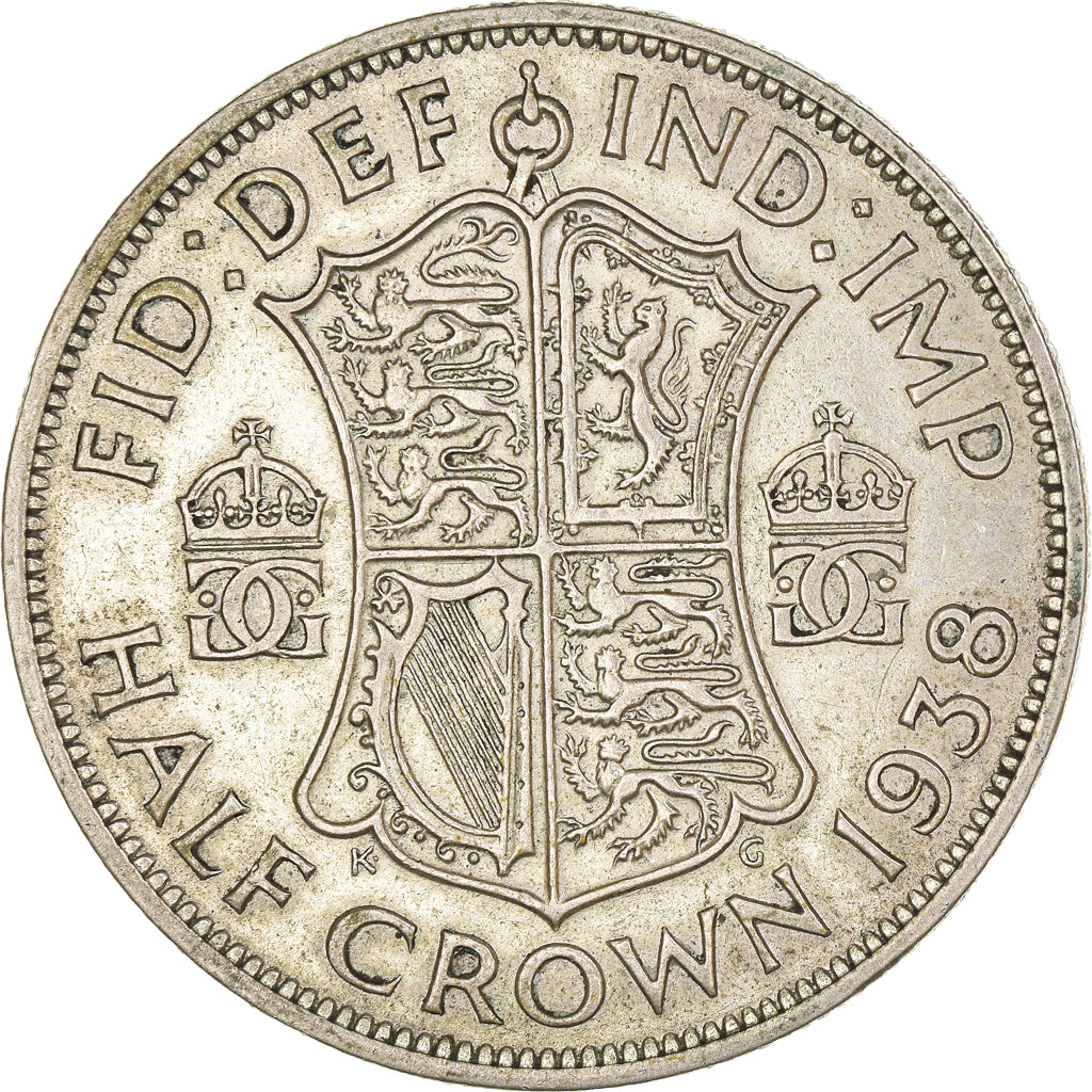 Coin, Great Britain, George VI, 1/2 Crown, 1938, AU(50-53), Silver, KM:856