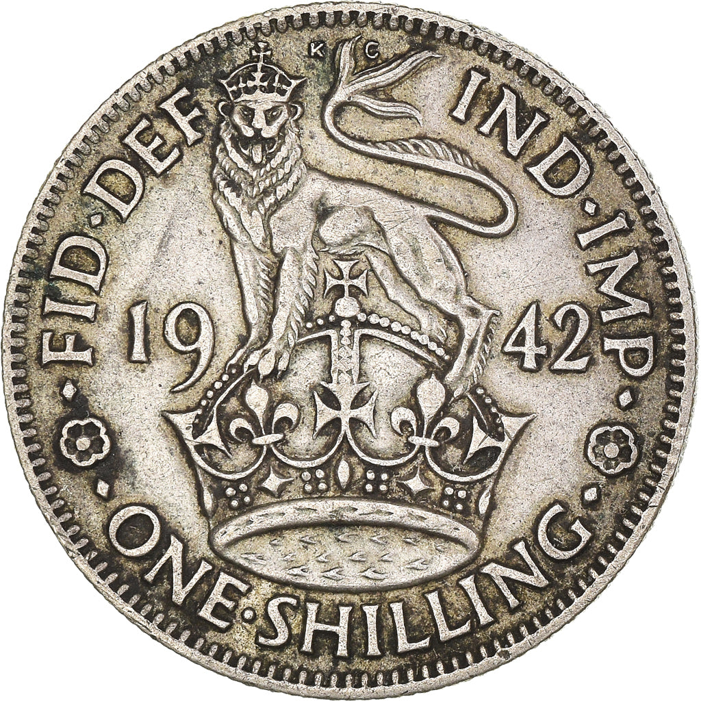 Coin, Great Britain, George VI, Shilling, 1942, EF(40-45), Silver, KM:854