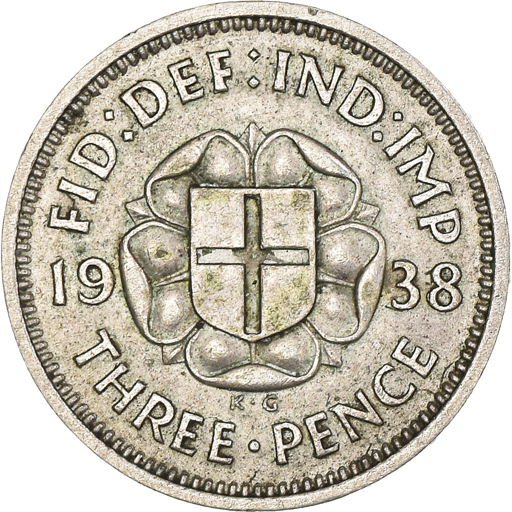 Coin, Great Britain, George VI, 3 Pence, 1938, AU(50-53), Silver, KM:848