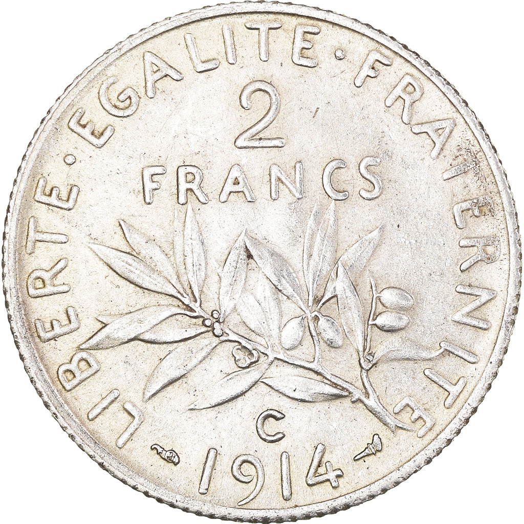 Coin, France, Semeuse, 2 Francs, 1914, Castelsarrasin, MS(60-62), Silver