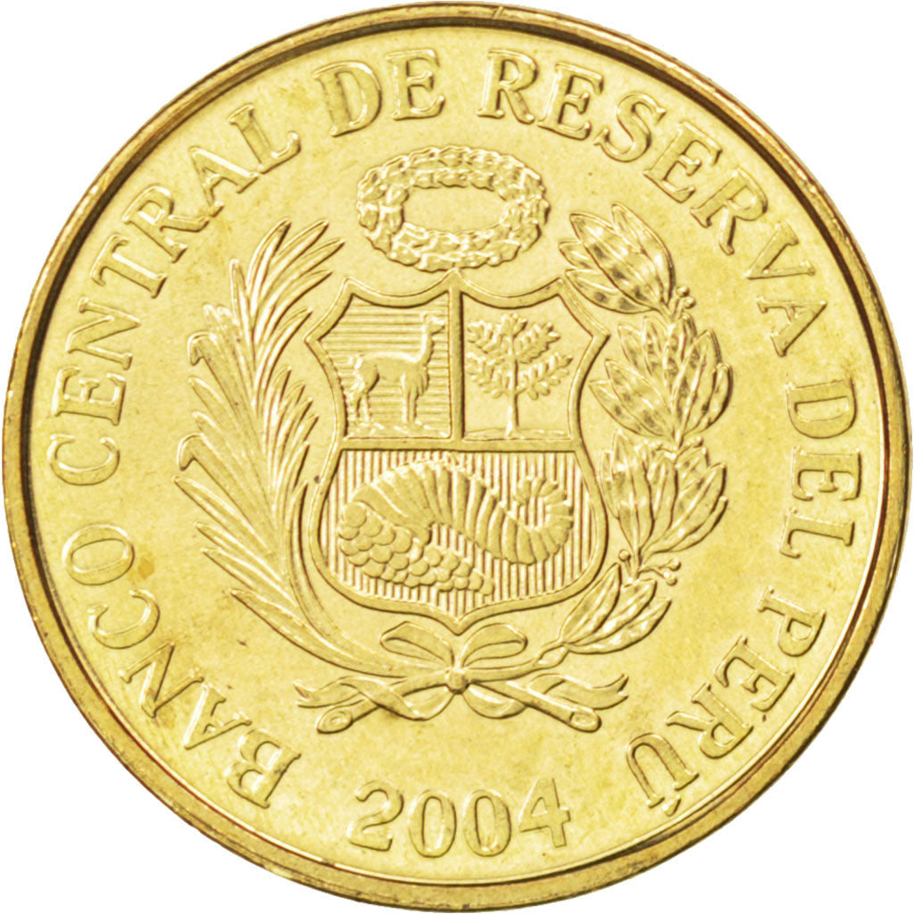 PERU, Centimo, 2004, Lima, KM #303.4, MS(63), Brass, 15.9, 1.74
