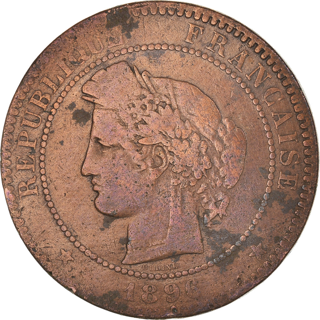 Moneta, Francja, Cérès, 10 Centimes, 1896, Paris, F(12-15), Brązowy