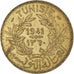 Coin, Tunisia, Anonymous, 2 Francs, 1941/AH1360, Paris, AU(50-53)