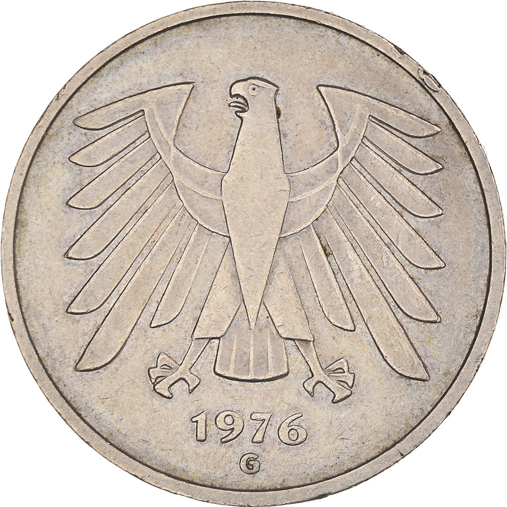 Coin, GERMANY - FEDERAL REPUBLIC, 5 Mark, 1976, Karlsruhe, EF(40-45)