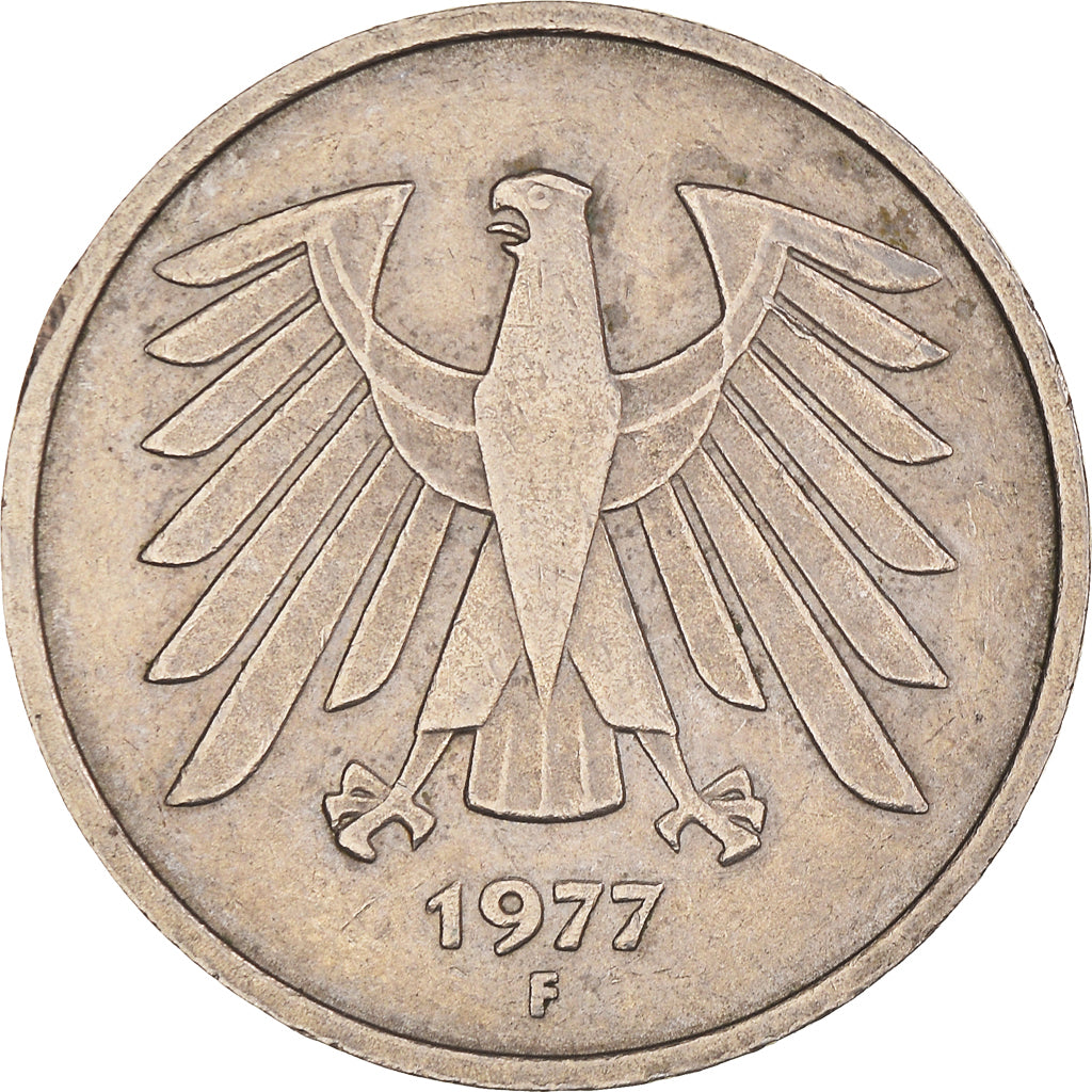 Coin, GERMANY - FEDERAL REPUBLIC, 5 Mark, 1977, Stuttgart, EF(40-45)