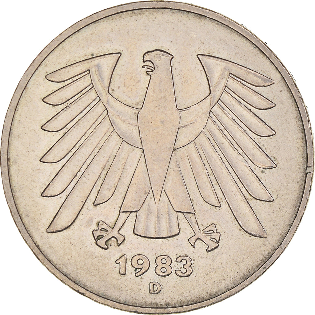 Coin, GERMANY - FEDERAL REPUBLIC, 5 Mark, 1983, Munich, AU(50-53), Copper-Nickel