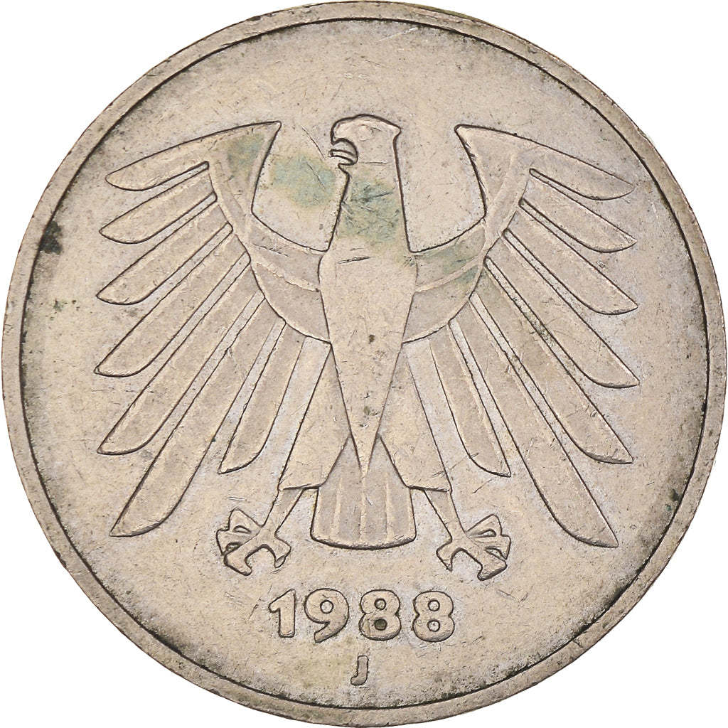 Coin, GERMANY - FEDERAL REPUBLIC, 5 Mark, 1988, Hamburg, EF(40-45)