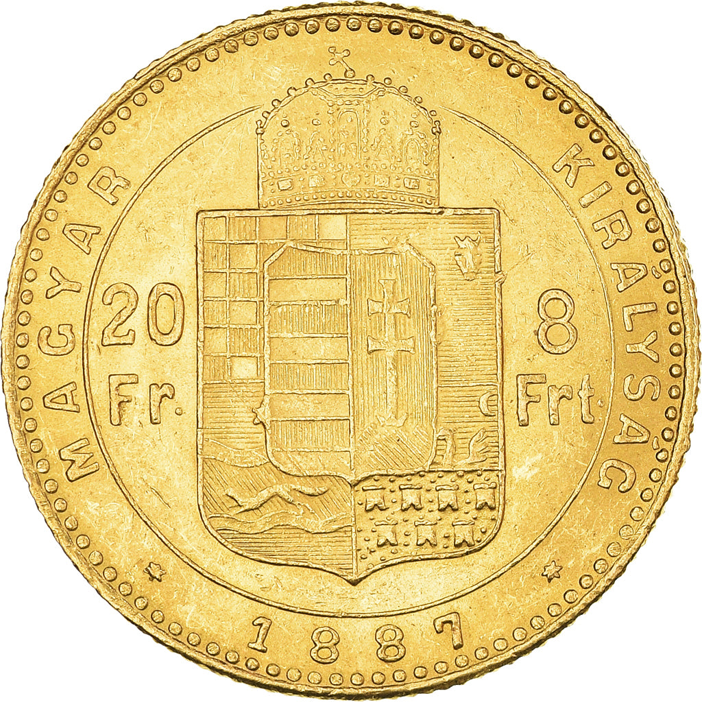 Monnaie, Hongrie, Franz Joseph I, 8 Forint 20 Francs, 1887, Kormoczbanya, SUP