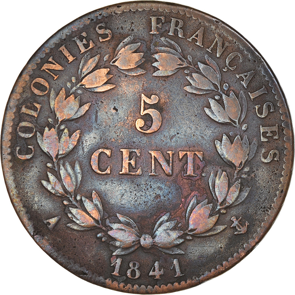 Coin, FRENCH COLONIES, Louis - Philippe, 5 Centimes, 1841, Paris, VF(20-25)