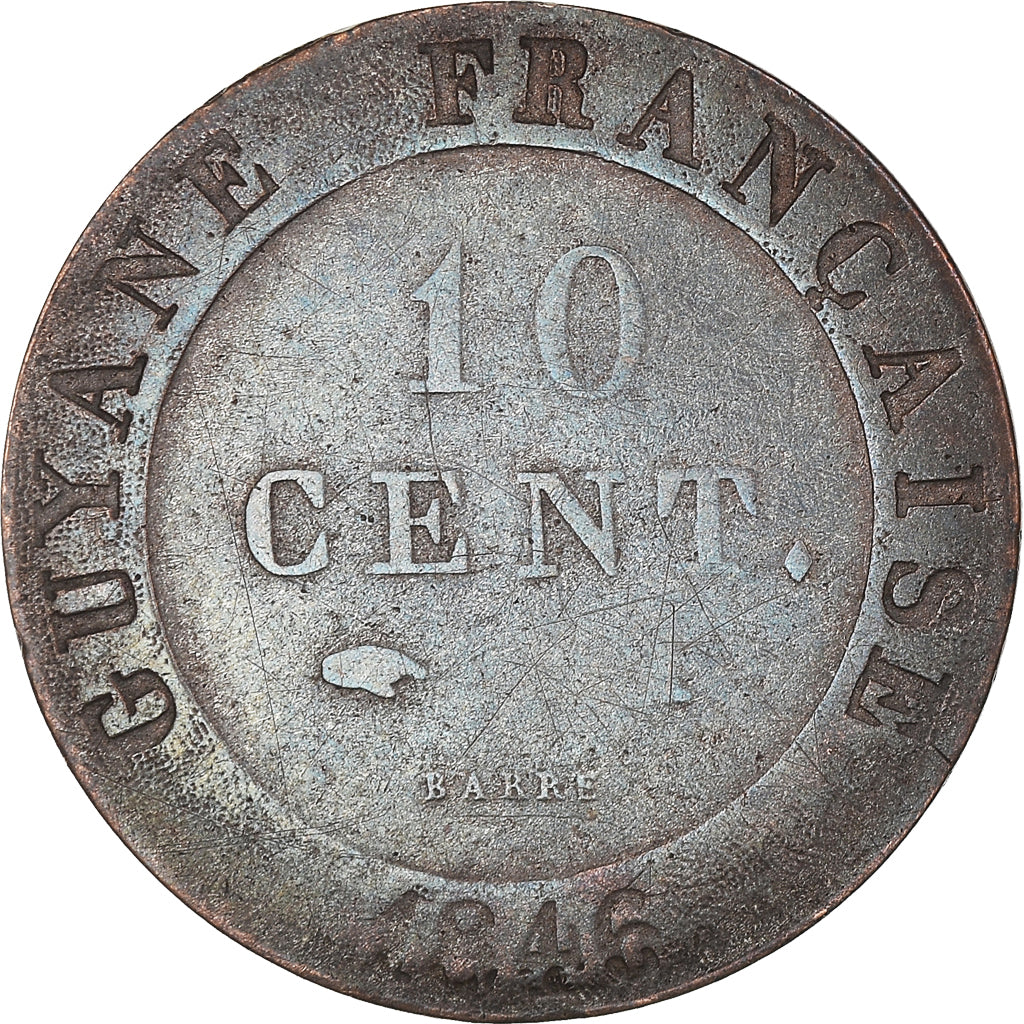 Coin, FRENCH GUIANA, Louis - Philippe, 10 Centimes, 1846, Paris, VF(30-35)